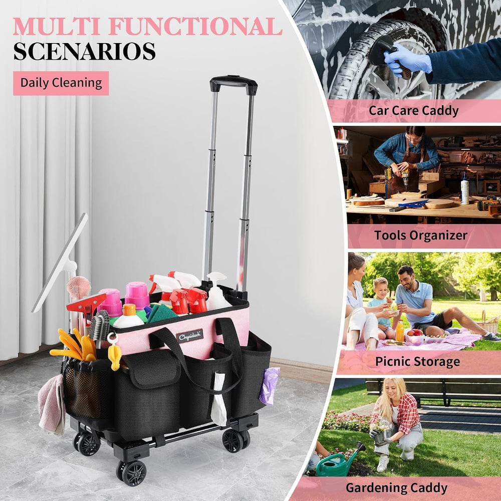 Chyaidach Rolling Cleaning Caddy, Cleaning Supplies Organizer with Trolley, W...