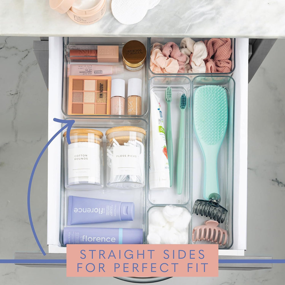 primebox Plastic Clear Drawer Organizers. Bathroom. Kitchen, Bedroom, Utensil...