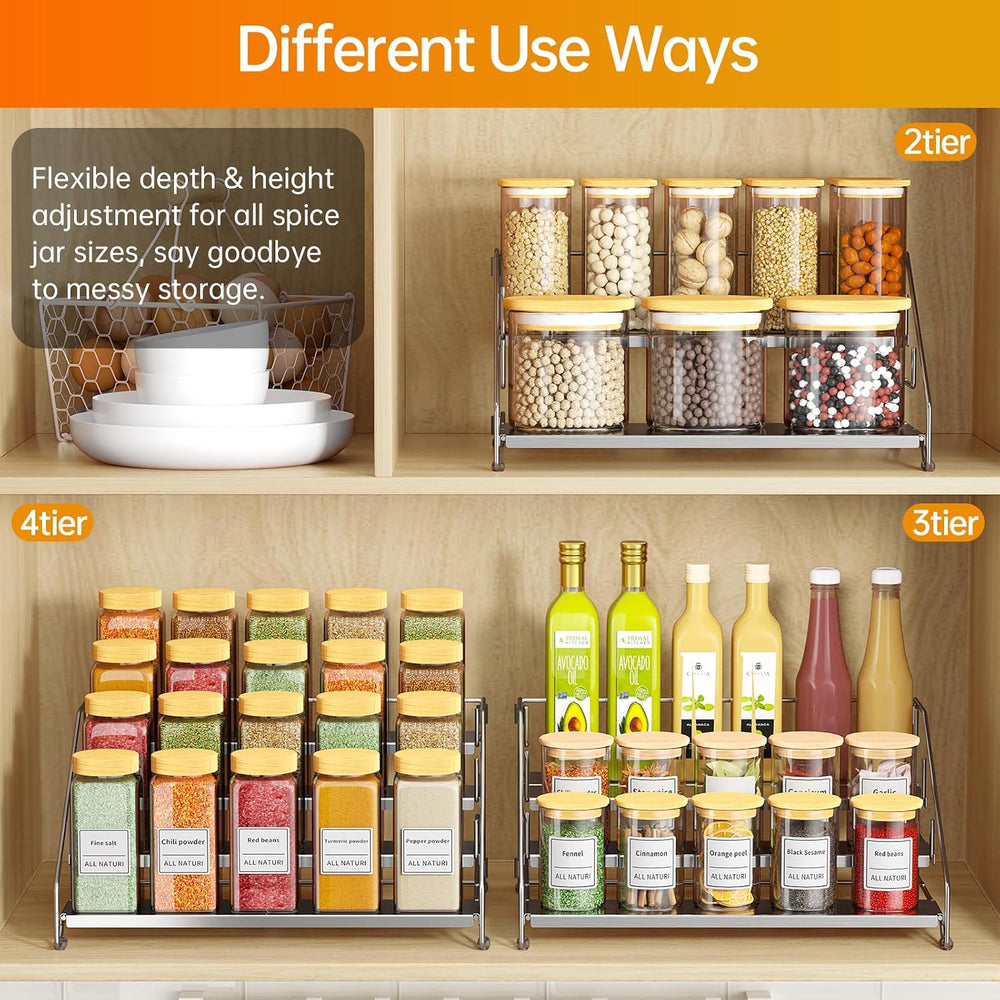 RCHYFEED 4 Tier Spice Rack Organizer,Adjustable Spice Rack,Chrome,1 Pack