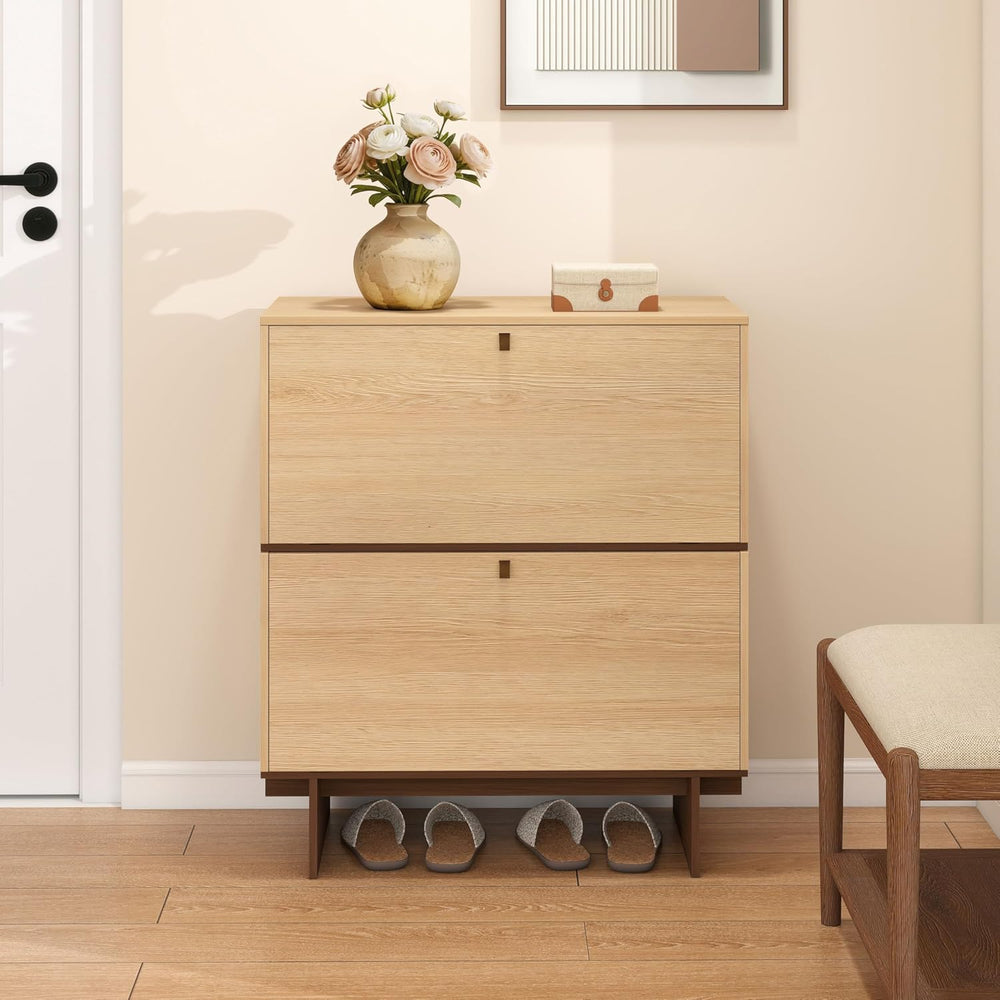 Sebastack Shoe Cabinet for Entryway, 28.6" W in Nature Oak