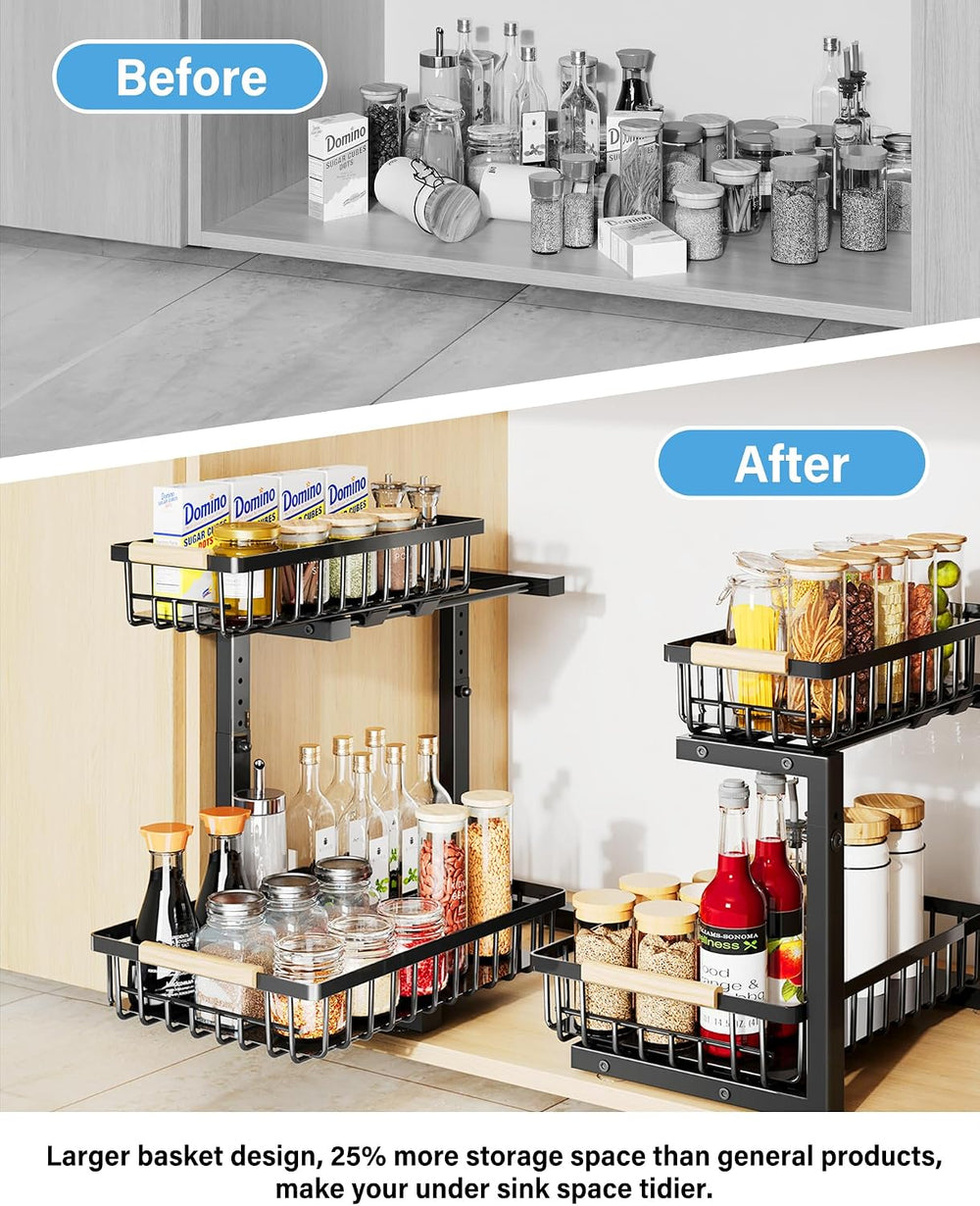 Under Sink Organizer Storage for Families: Pull Out Storage Undersink Organiz...
