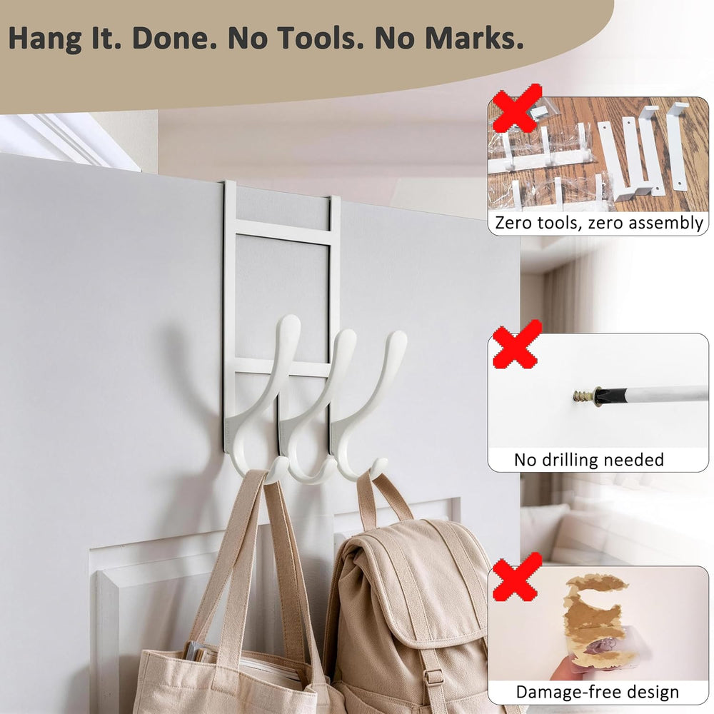 SKOLOO Over The Door Hooks, Pack of 2, Metal Towel Rack for Bathroom, 30lb Ca...
