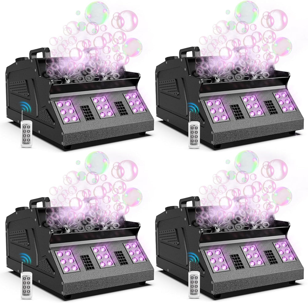 2000W Fog Machine, 3 in 1 Fog Bubble Machine with 2 Bubble Fans, 18 RGB LED L...