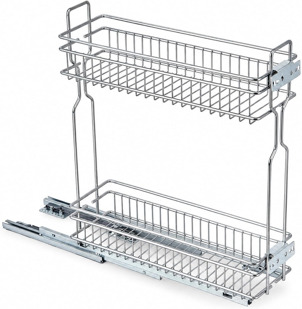 2-Tier Narrow Pull Out Cabinet Organizer, Slide Out Shelves,5.7"W x 17.7...