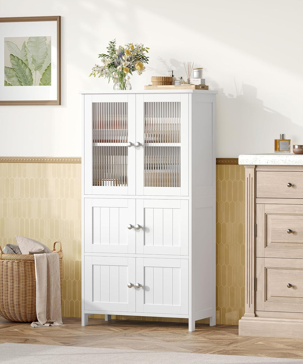 43.3'' H Bathroom Storage Cabinet with 6 Doors Adjustable Shelf
