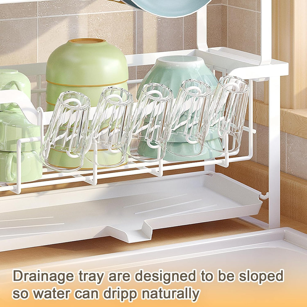 Dish Rack with Drainboard, Organizes Dishes and Bathroom Items