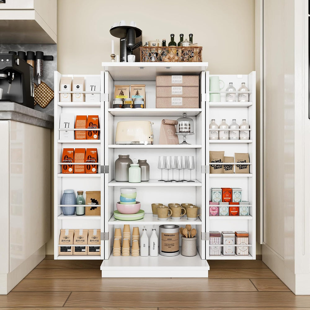 Shintenchi 47'' Kitchen Pantry Cabinet, 5-Layer Storage Cupboard, White