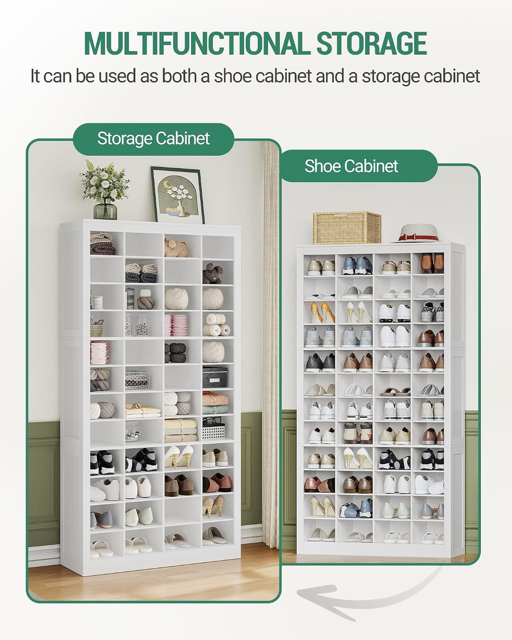 Hzuaneri Shoe Storage Cabinet, 48 Pairs Free Standing Closet Organizer