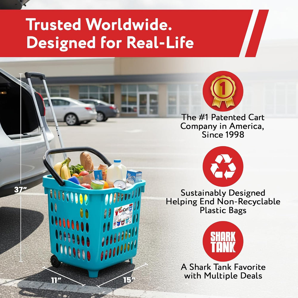 dbest products Bigger GoCart Grocery Cart Rolling Shopping Laundry Basket on ...