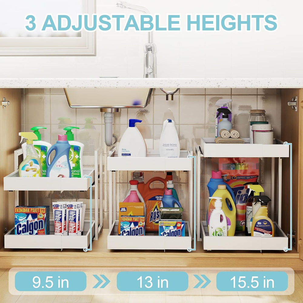 2-Tier Expandable Pull Out Cabinet Organizer, Cabinet Drawers, 21"D