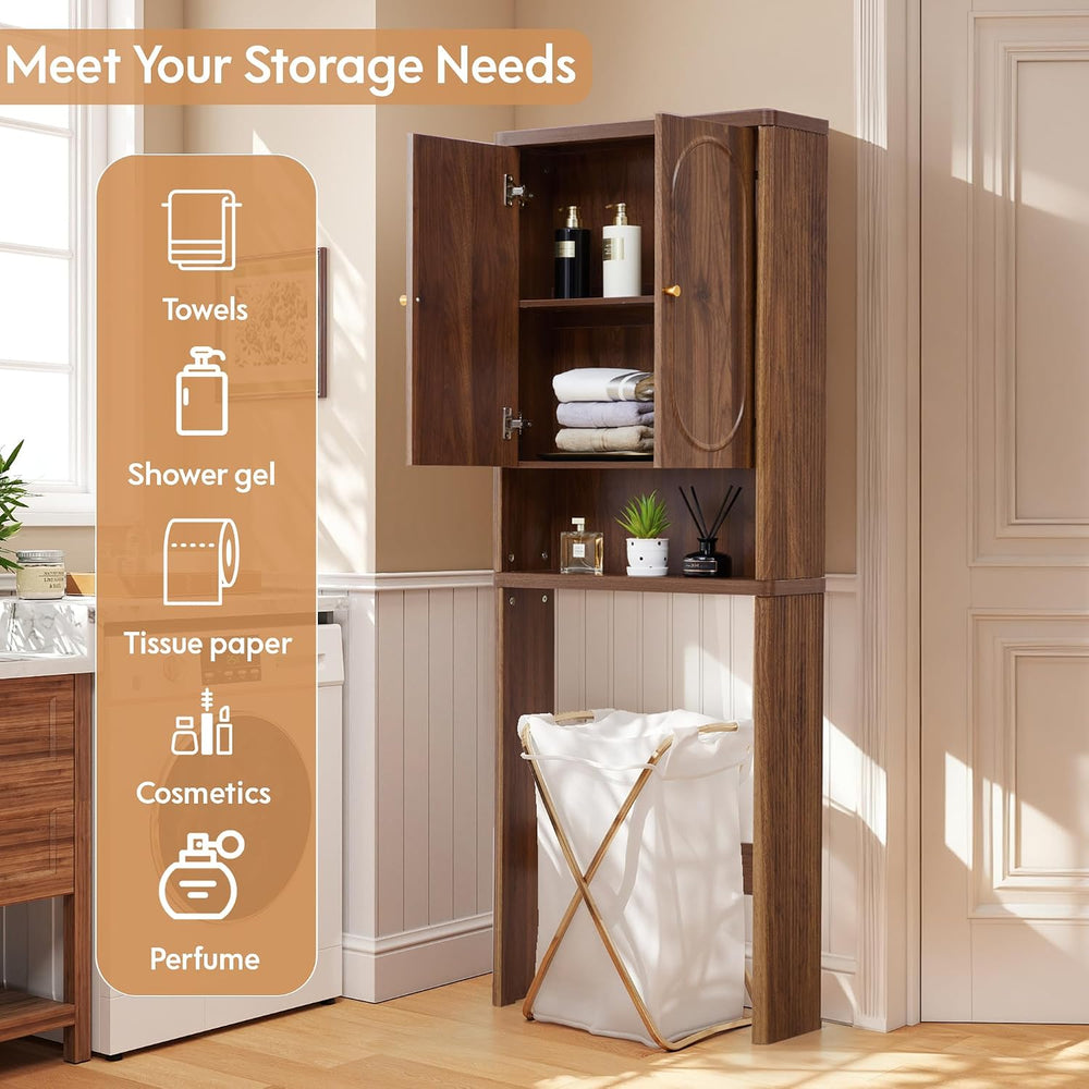 Fluted Over The Toilet Storage Cabinet, Bathroom Toilet Storage Cabinet with ...