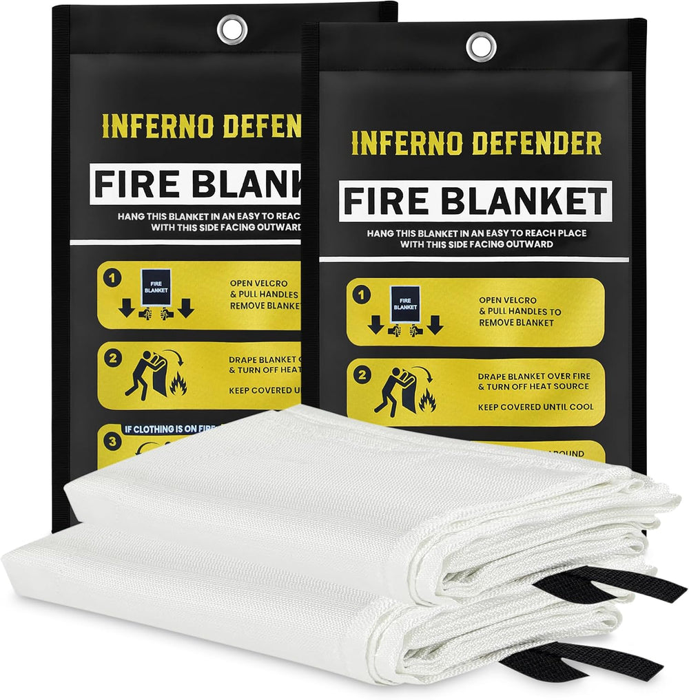 Emergency Fire Blanket For Home And Kitchen, Safe Touch Silicone Coated, 2 Pa...