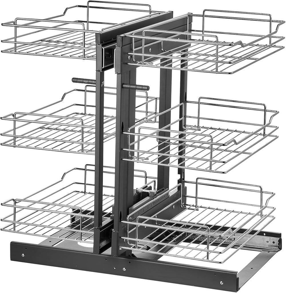 VEVOR 3 Tier 6 Shelf Chrome Carbon Steel Kitchen Cabinet Organizer, Slide Out...