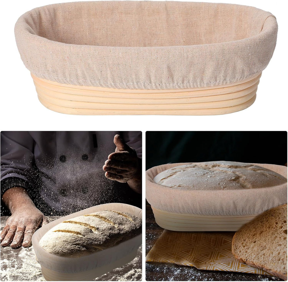 Gejoy 30 Set Bread Proofing Baskets 10 Inch Oval Shaped Banneton Dough Proofi...