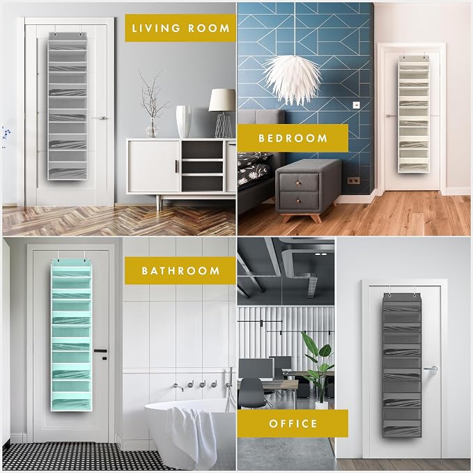 HOMELUX THEORY 2PC Heavy Duty Over the Door Organizer 55x14x6.7, 6 Large Front