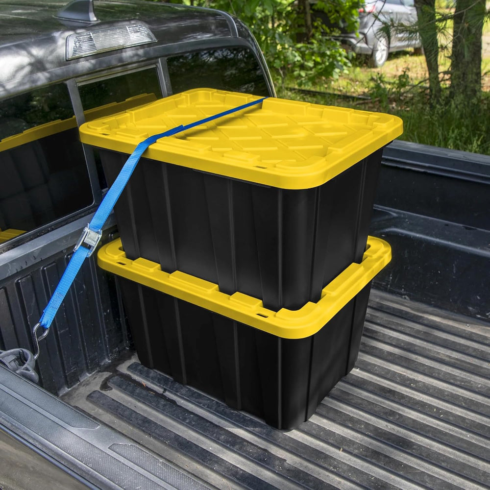 6 Pack 27 Gallon Heavy Duty Storage Bins with Snap Lids, Durable Plastic Stor...