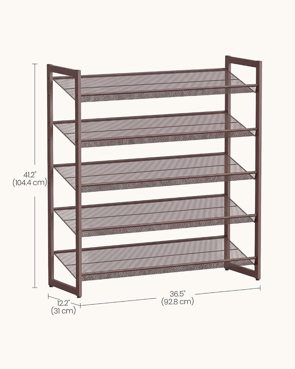 SONGMICS HOME 5-Tier Stackable Shoe Rack, Metal Shoe Organizer for Closet, En...