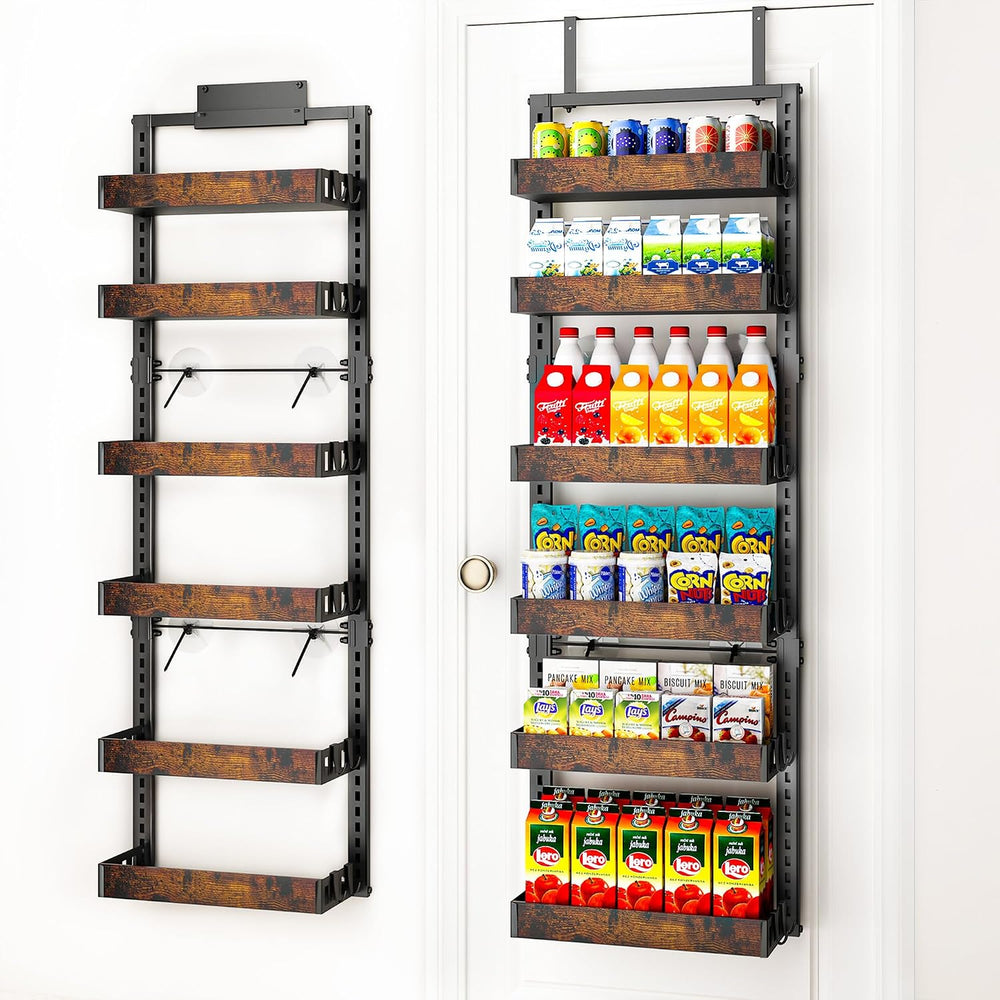 6-Tier Over the Door Pantry Organizer, Adjustable Basket Spice Rack