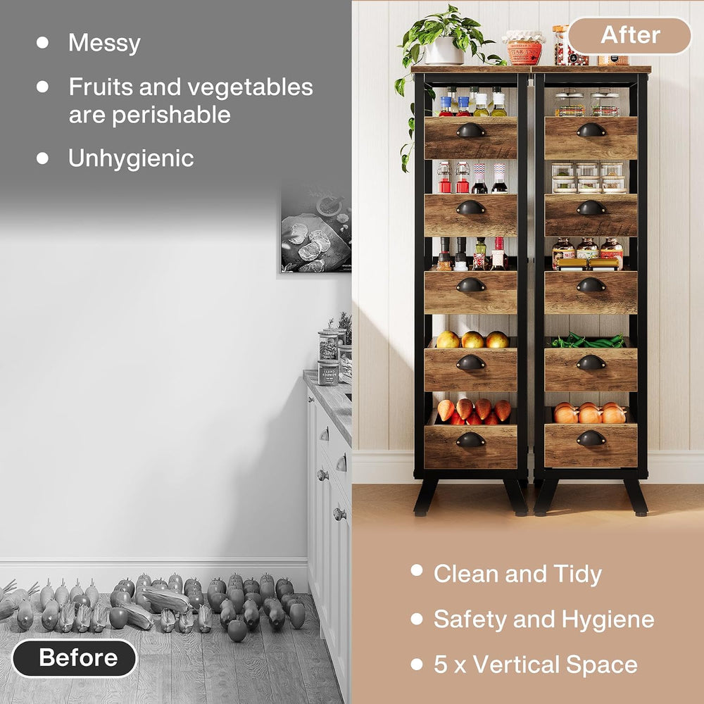 Tribesigns 5-Tier Narrow Kitchen Stand Fruit and Vegetable Storage Rack