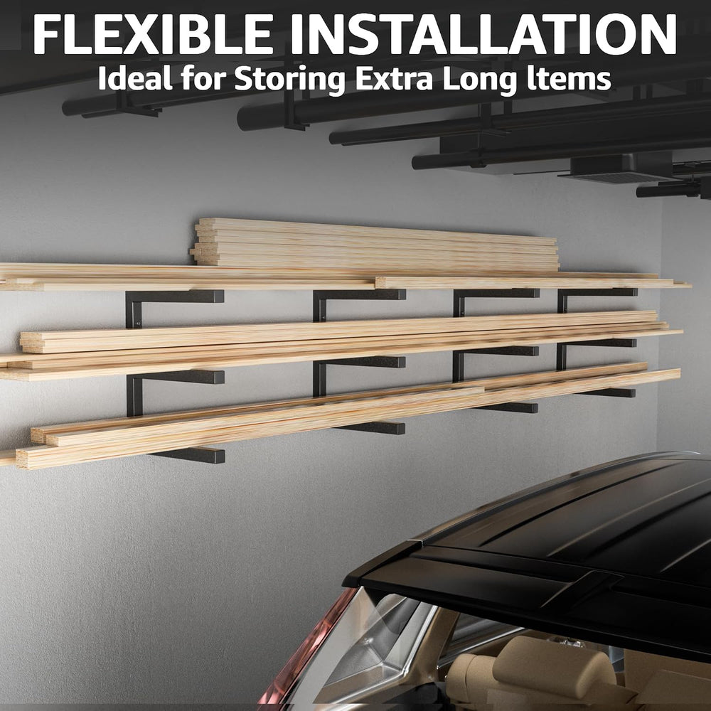 YYR Wood Organizer and Lumber Storage Rack Wall Mount, Heavy Duty Metal Shelf...