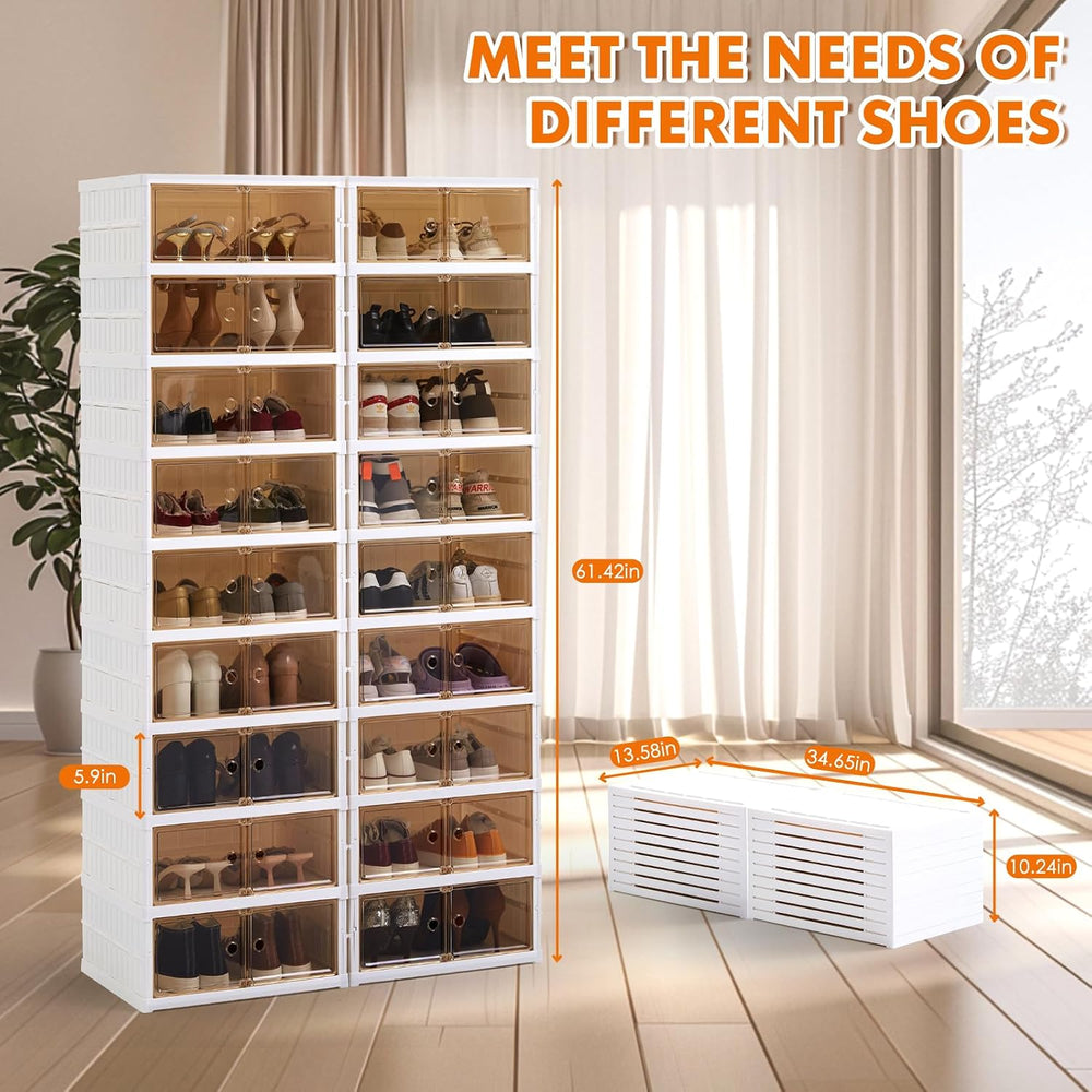 Folding Shoe Rack Storage Device for 9Tiers-36Pairs by 2-Column