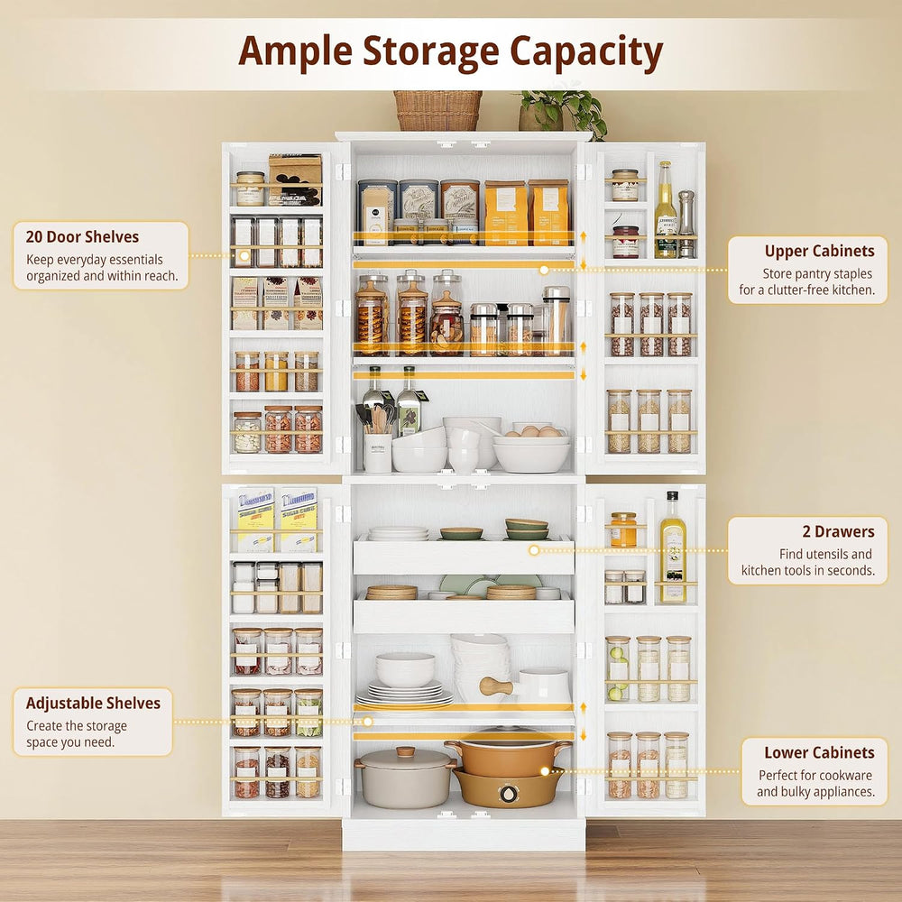 IRONCK Kitchen Pantry Cabinet with 4 Door Storage & 2 Drawers, 24" W...