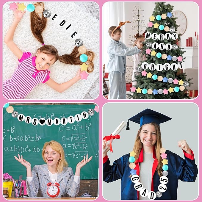 Giant Friendship Bracelet Garland Kit, DIY Birthday Banner with Letters Ball ...