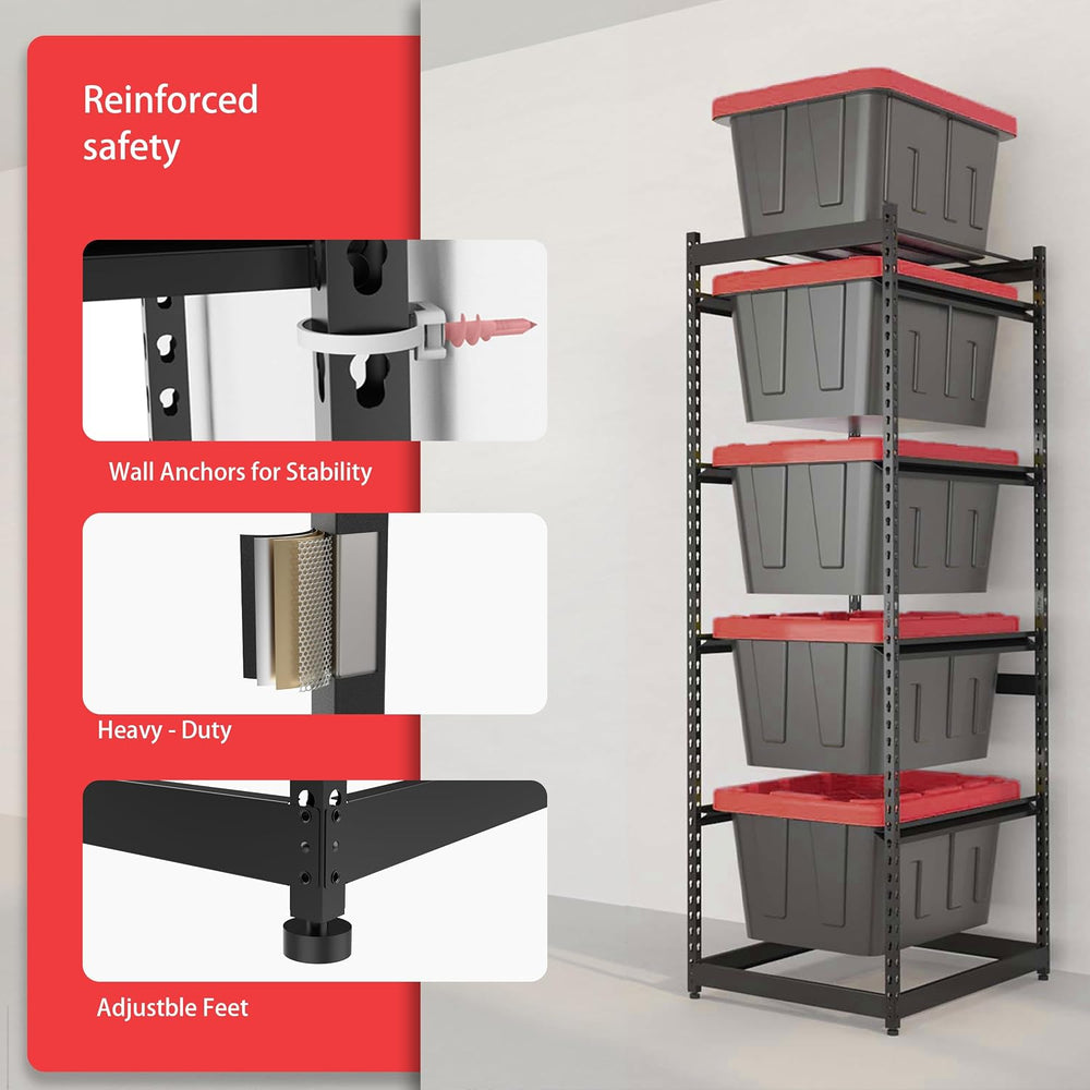 27 Gallon Storage Bin Rack Organizer, Heavy-Duty Tote Storage Rack, 5-Tier St...