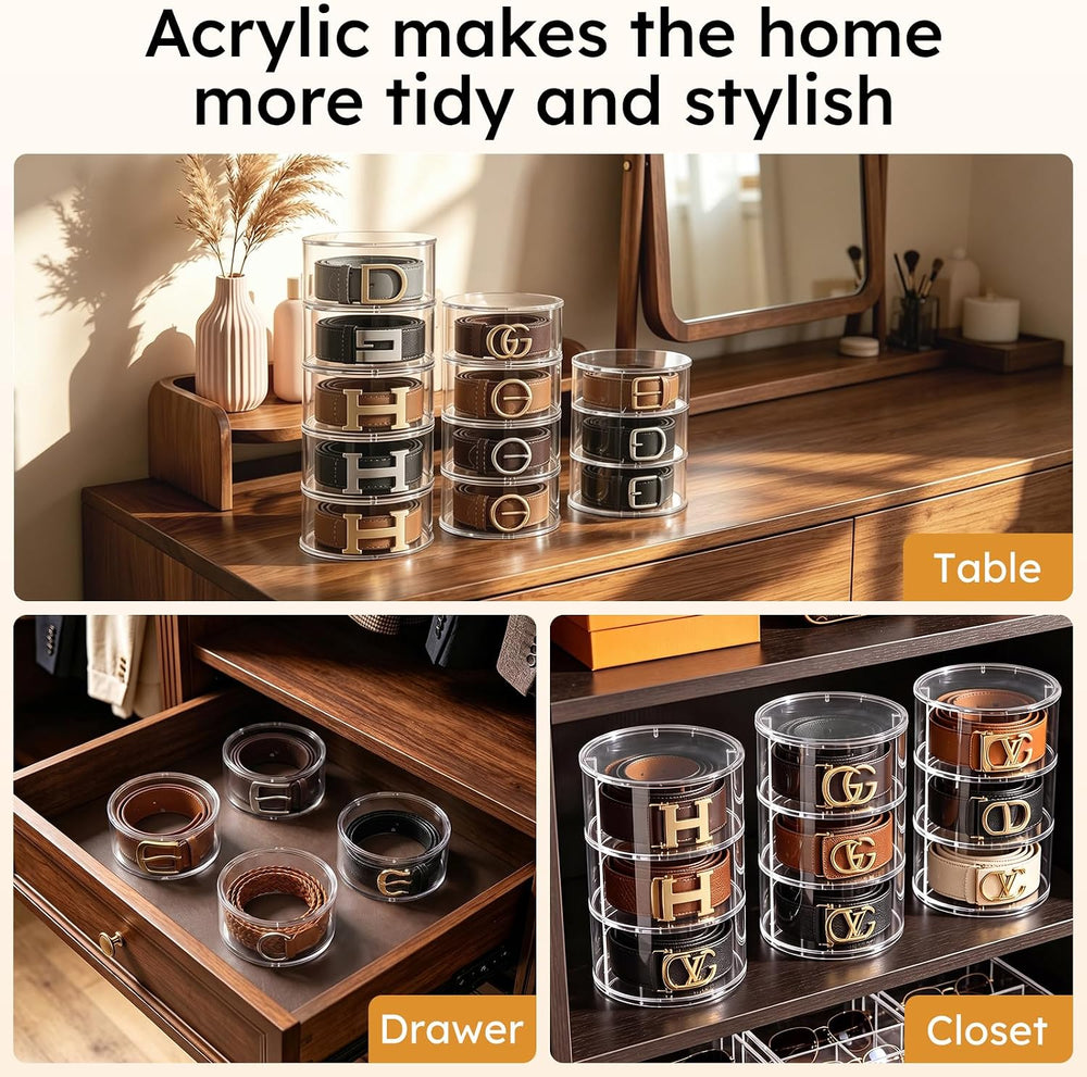 FEMELI Acrylic Belt Storage Organizers For Closet 5-Layer Clear Belt Holder
