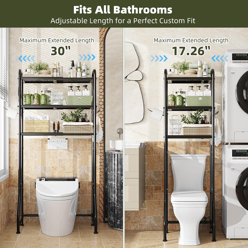 Simple Trending Expandable Over The Toilet Storage Rack, Metal 3 Tier Bathroo...