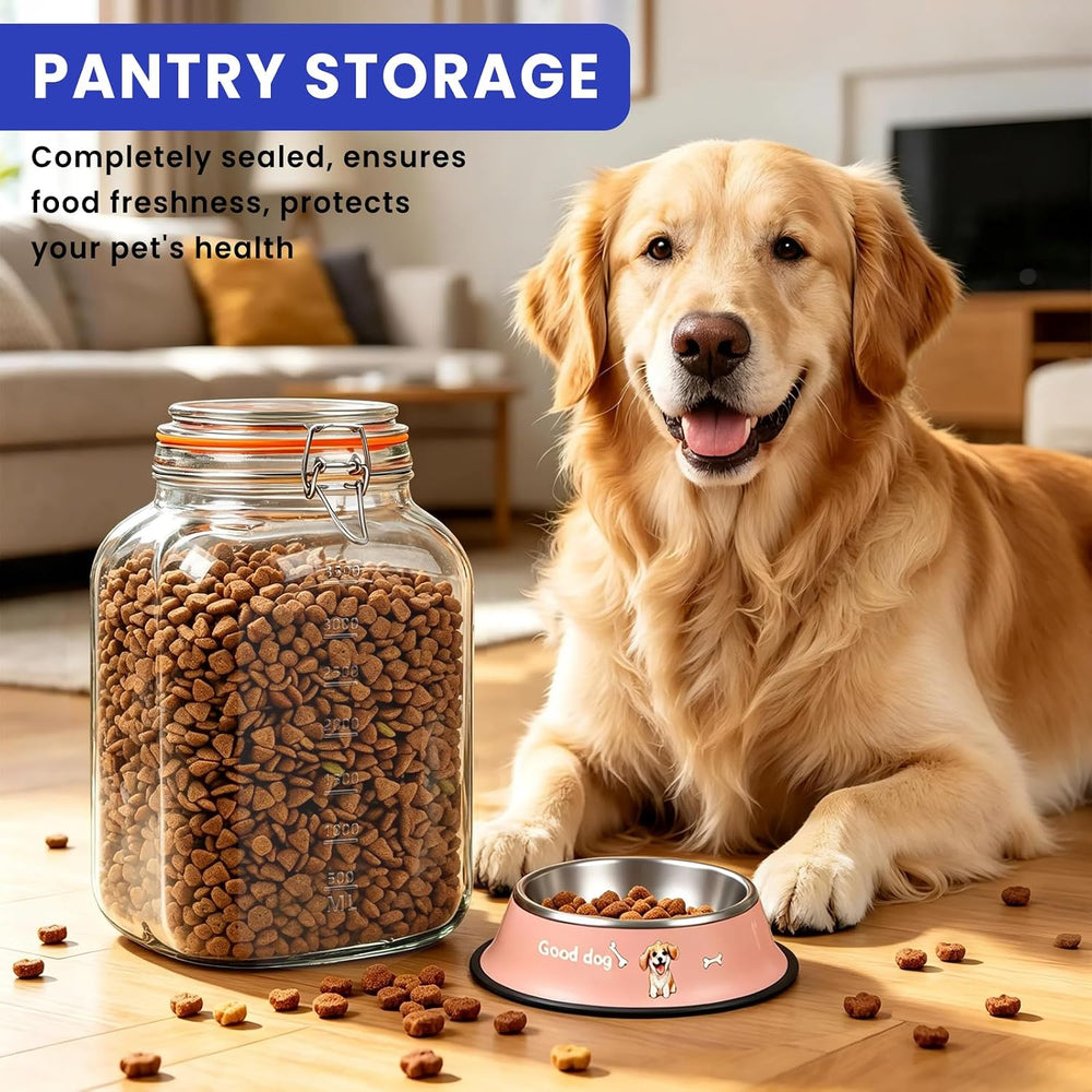 1.1 Gallon Wide Mouth Airtight Glass Storage Containers with Lids