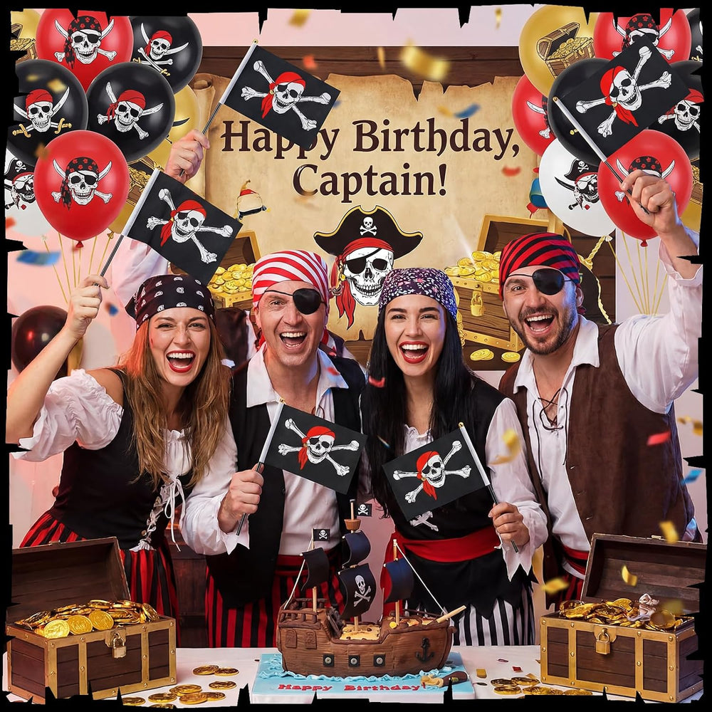 300 Pcs Pirate Mini Flag on Stick Plastic Flag, 5.5 x 8.3 Inch Hand Held Mini...
