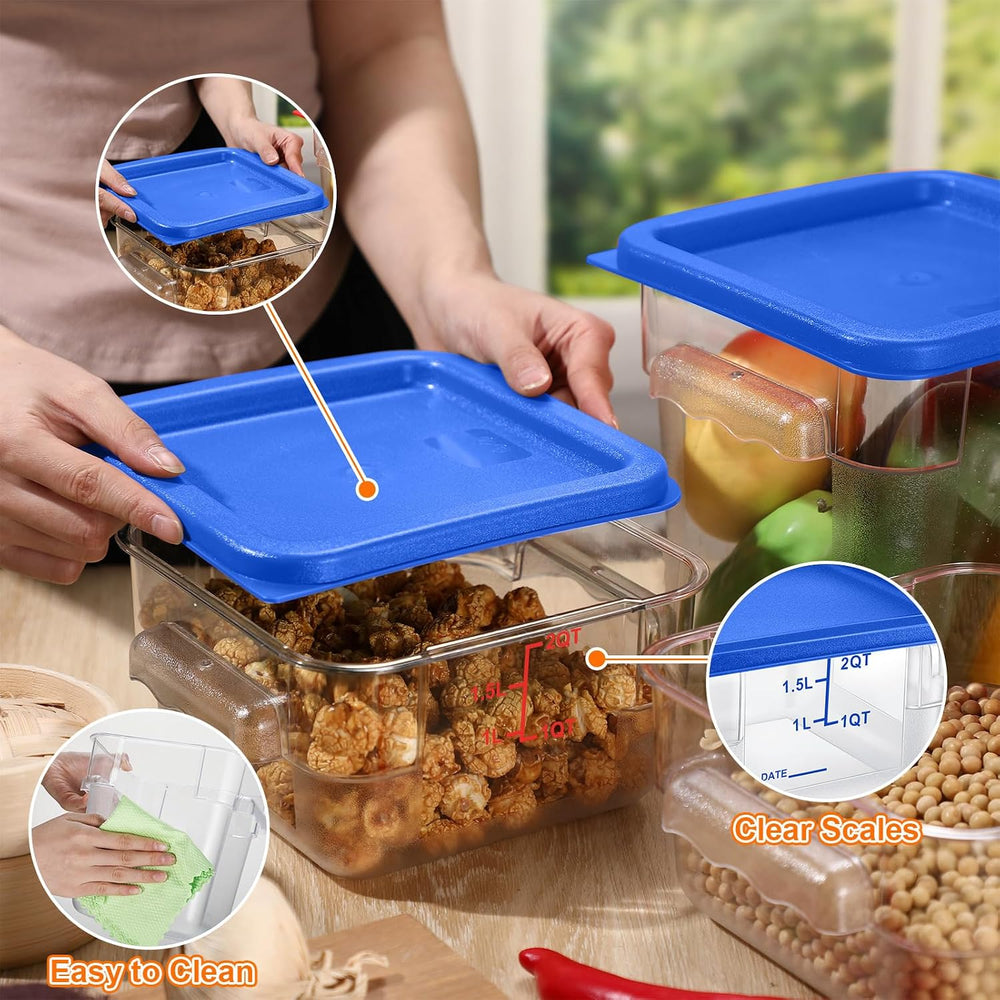 Suclain 8 Pcs Food Storage Container with Lids Set 2qt and 4qt Square Clear C...