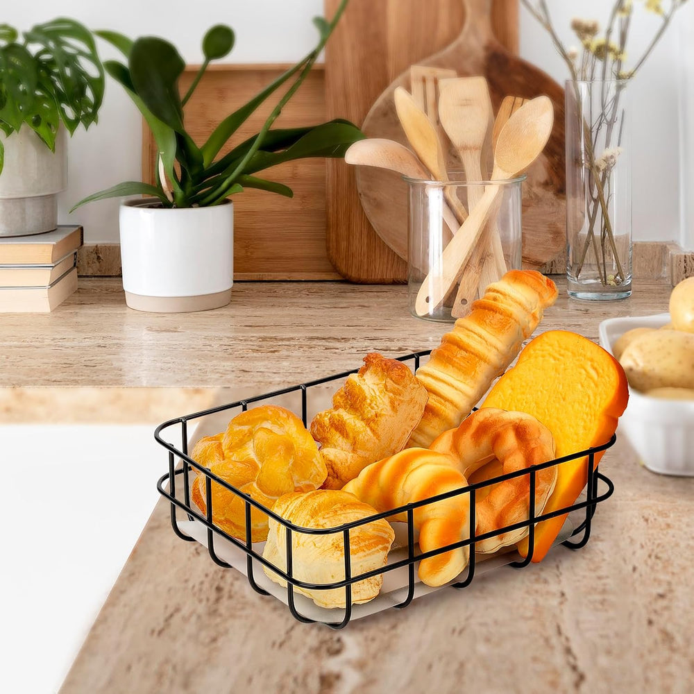 TIEYIPIN Metal Wire Food Storage Basket Organizer with Removable Plastic Line...