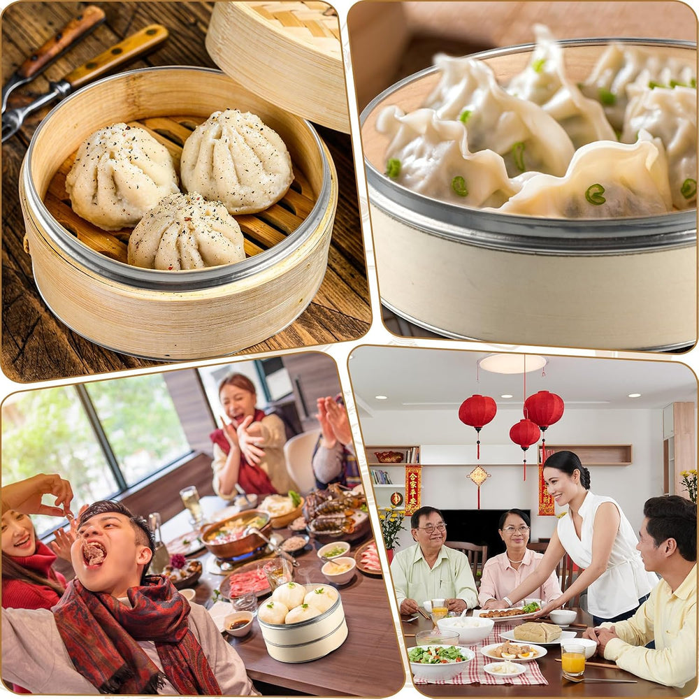 Tessco for you 59 Pcs 2 Tier Bamboo Steamer Basket Set, 10 Inch