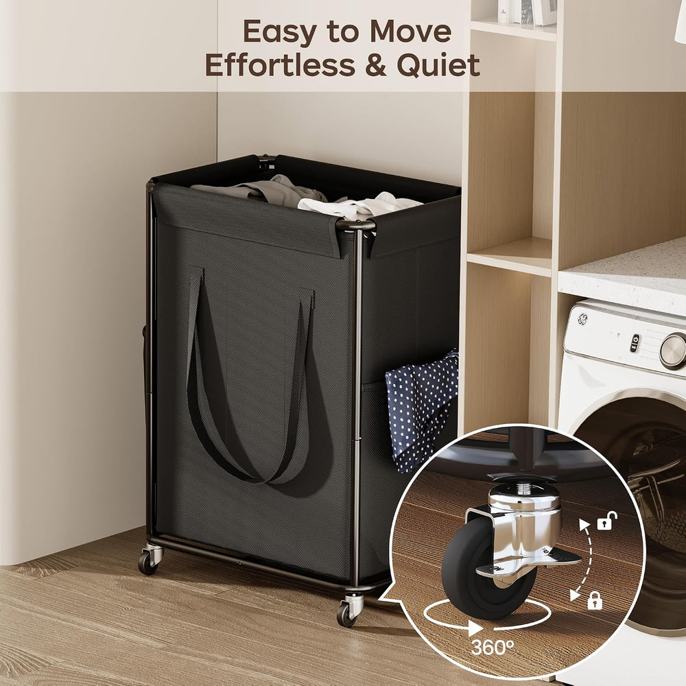 Homeiju 2-Section 180L Large Laundry Hamper with Wheels, Rolling Laundry Bask...