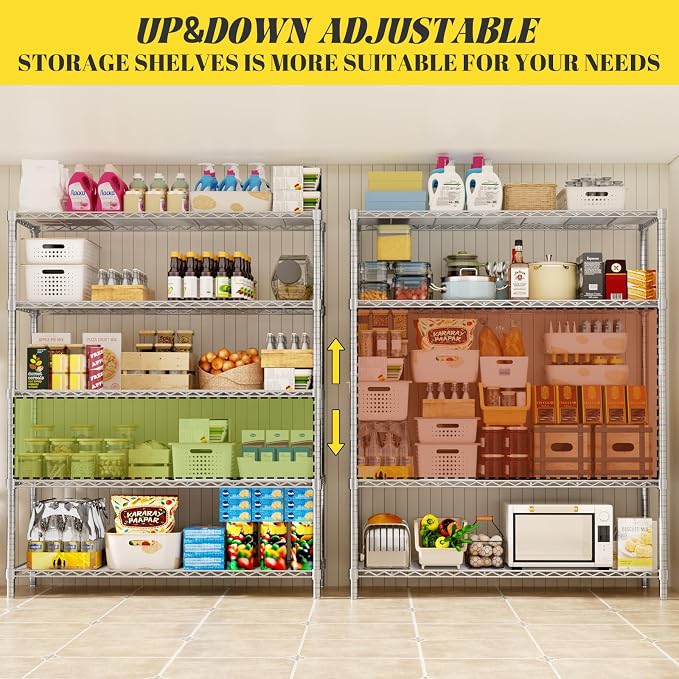 Storage Shelves, 5-Tier Adjustable Metal Industrial Utility Shelf Rack