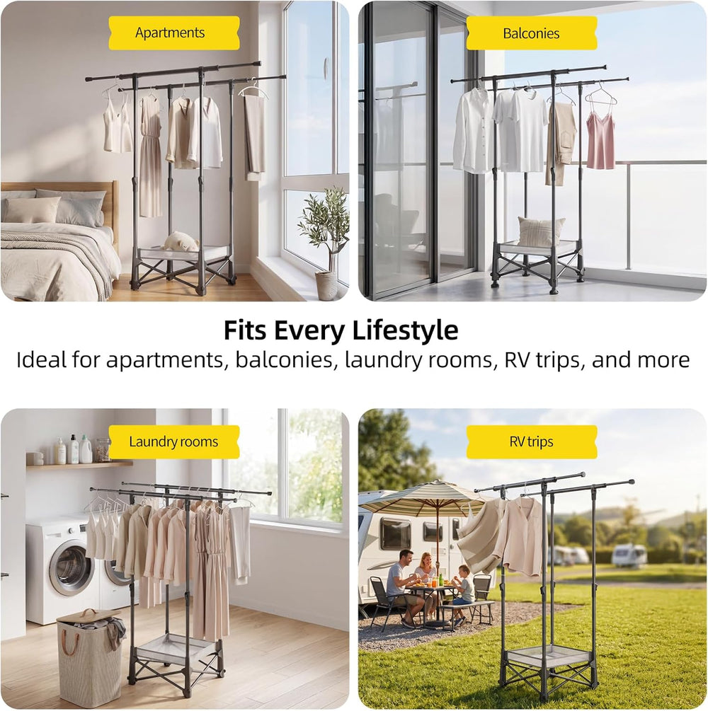 BIREN Foldable Clothes Drying Rack with Drying Net Portable Clothes Rack with...