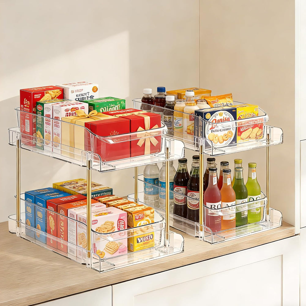LAREKUN4pack 2-Tier Organizer & Storage Unit Stackable Bathroom Cabinet O...