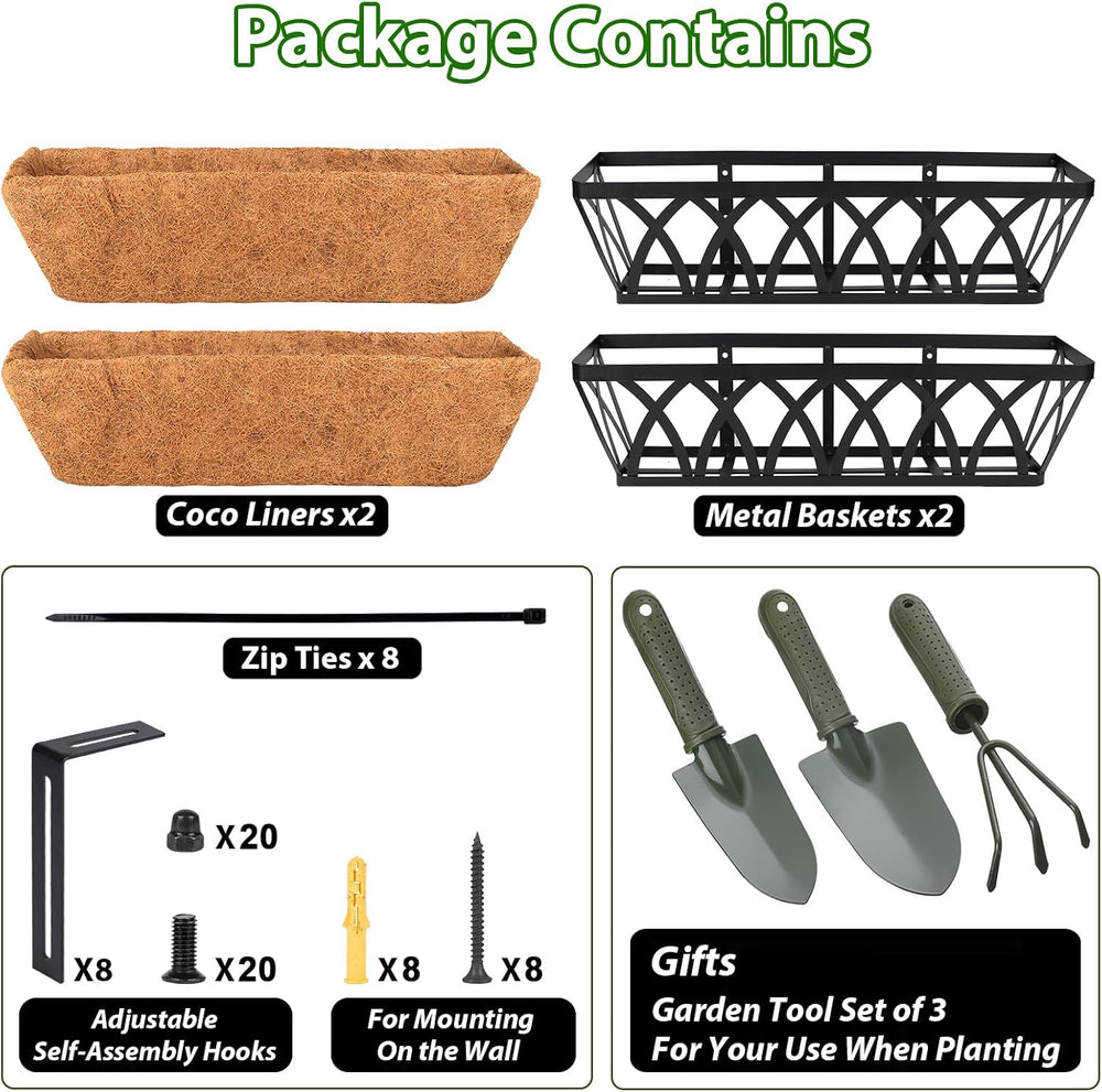 Deck Railing Planter Window Box - 2 Pack 30 Inch Deck Balcony Rail Planter wi...