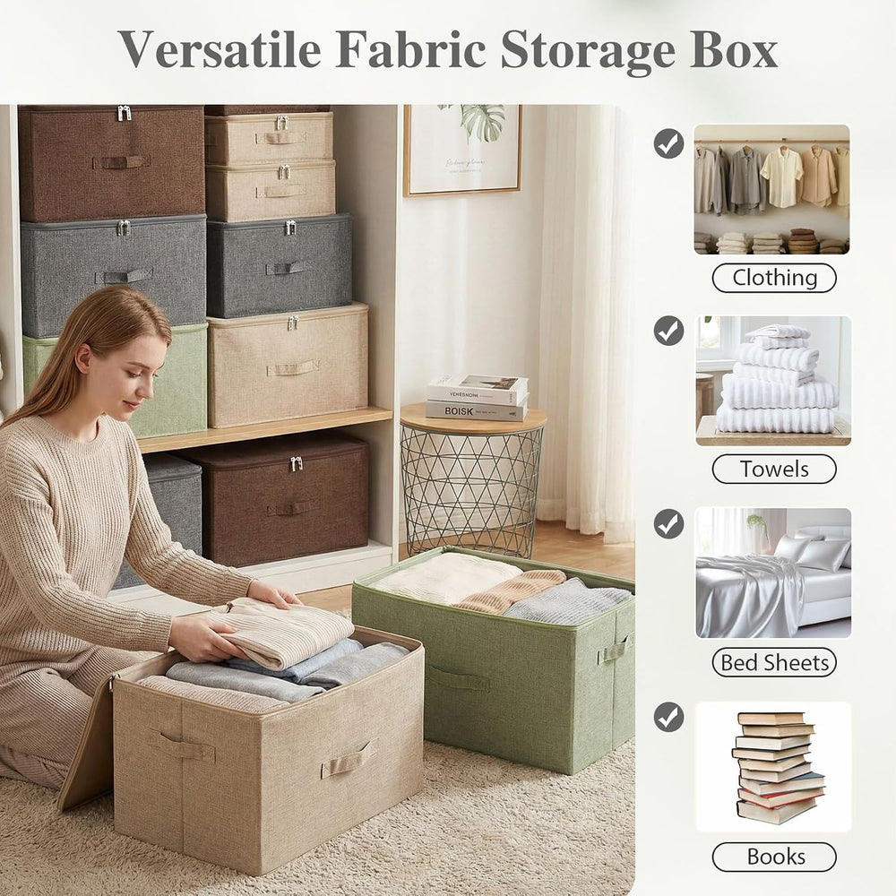 ANMINY Fabric Storage Bins with Zipper Lids, 18"x14"x10", Gray...