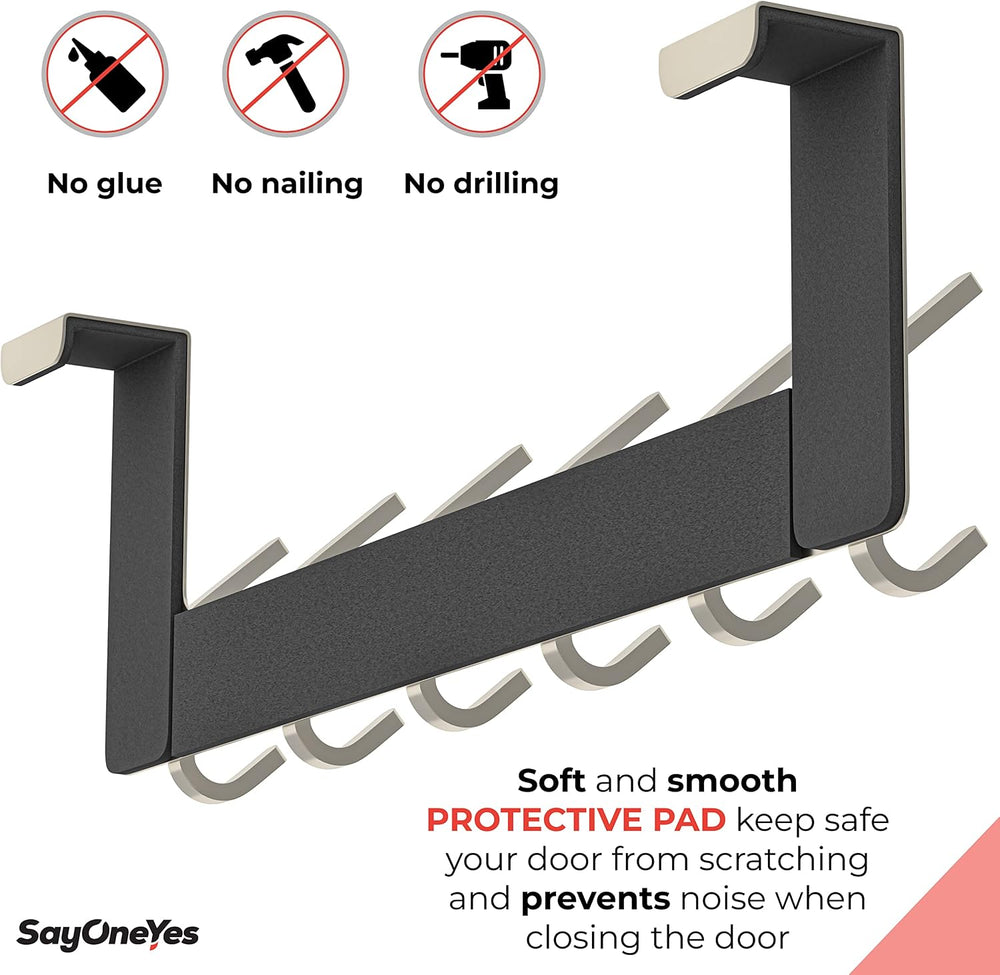 Brushed Nickel Over The Door Hooks, Heavy Duty Stainless Steel Door Hanger wi...