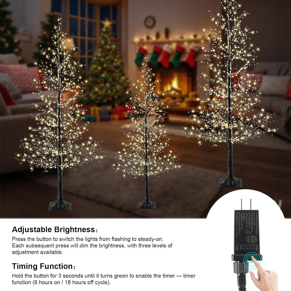 7FT Lighted Halloween Tree,1500 Warm Lights. Indoor Outdoor Halloween Decor
