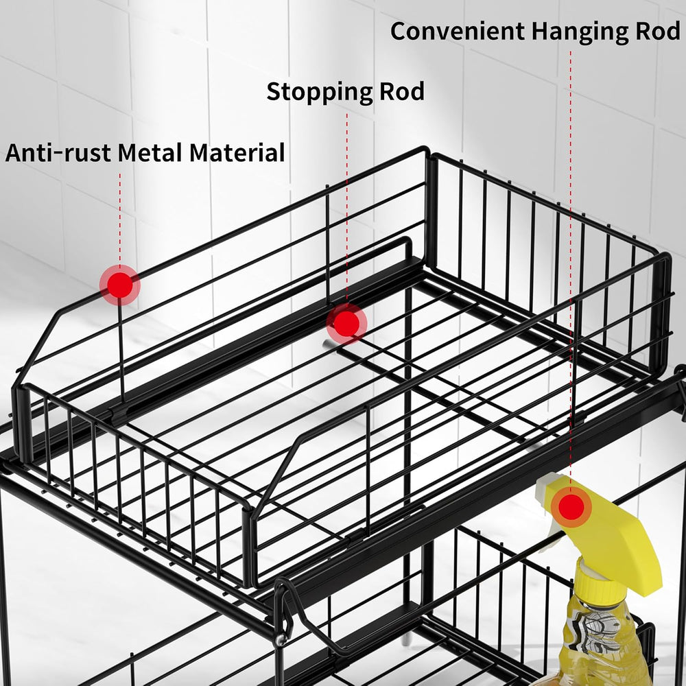 Under Sink Organizers and Storage 2 Pack, 2-Tier Pull Out