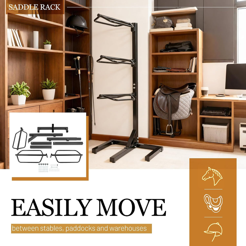 3 Tier Saddle Rack Heavy-Duty Saddle Stand for English and Western