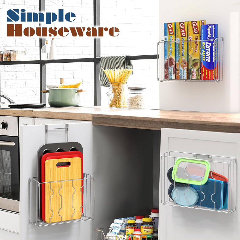 Simple Houseware Over the Cabinet Door Organizer Holder, 2pcs (L+M), Silver