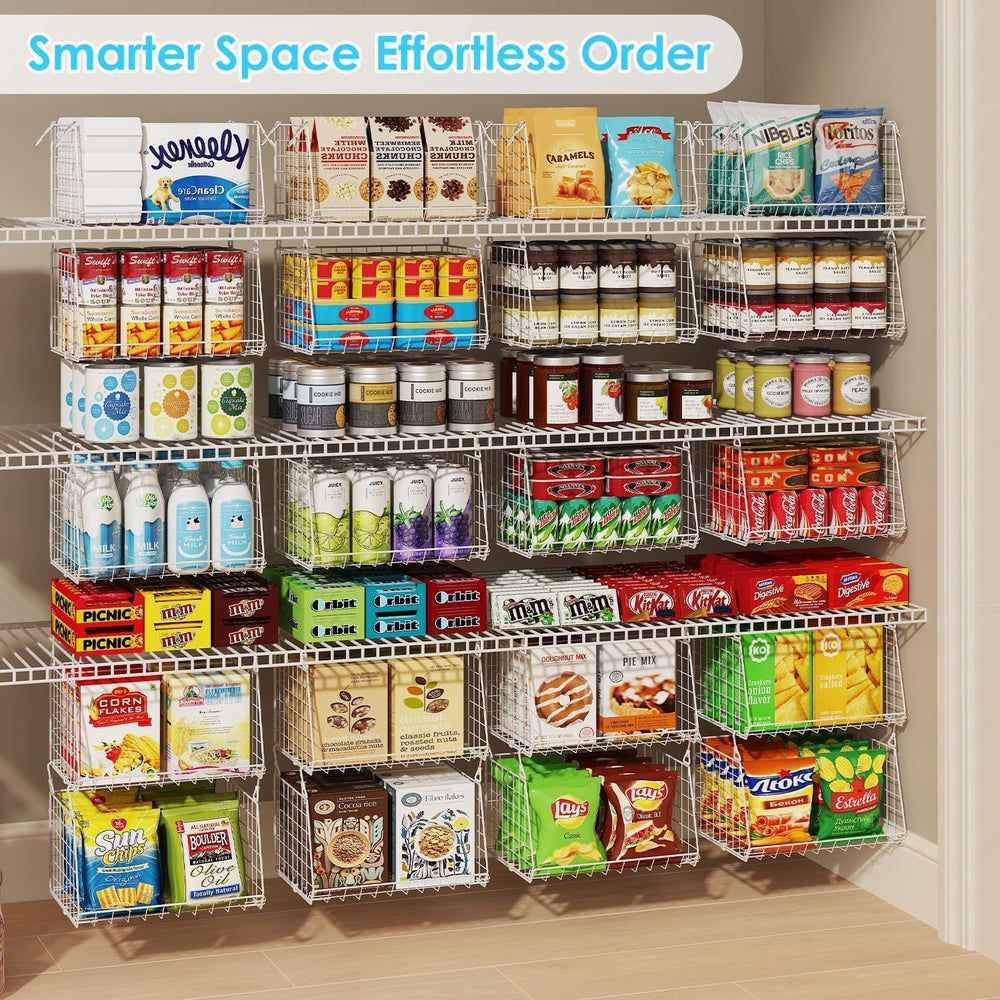 3-Pack Under Shelf Hanging Baskets Space-Saving Pantry Shelf Organizer