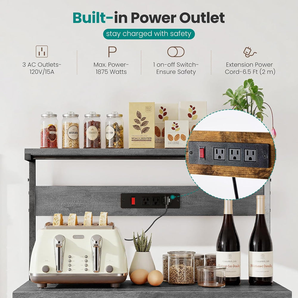 OLIXIS Standing Bakers Rack with Power Outlet, 23.6 Inch Microwave Stand