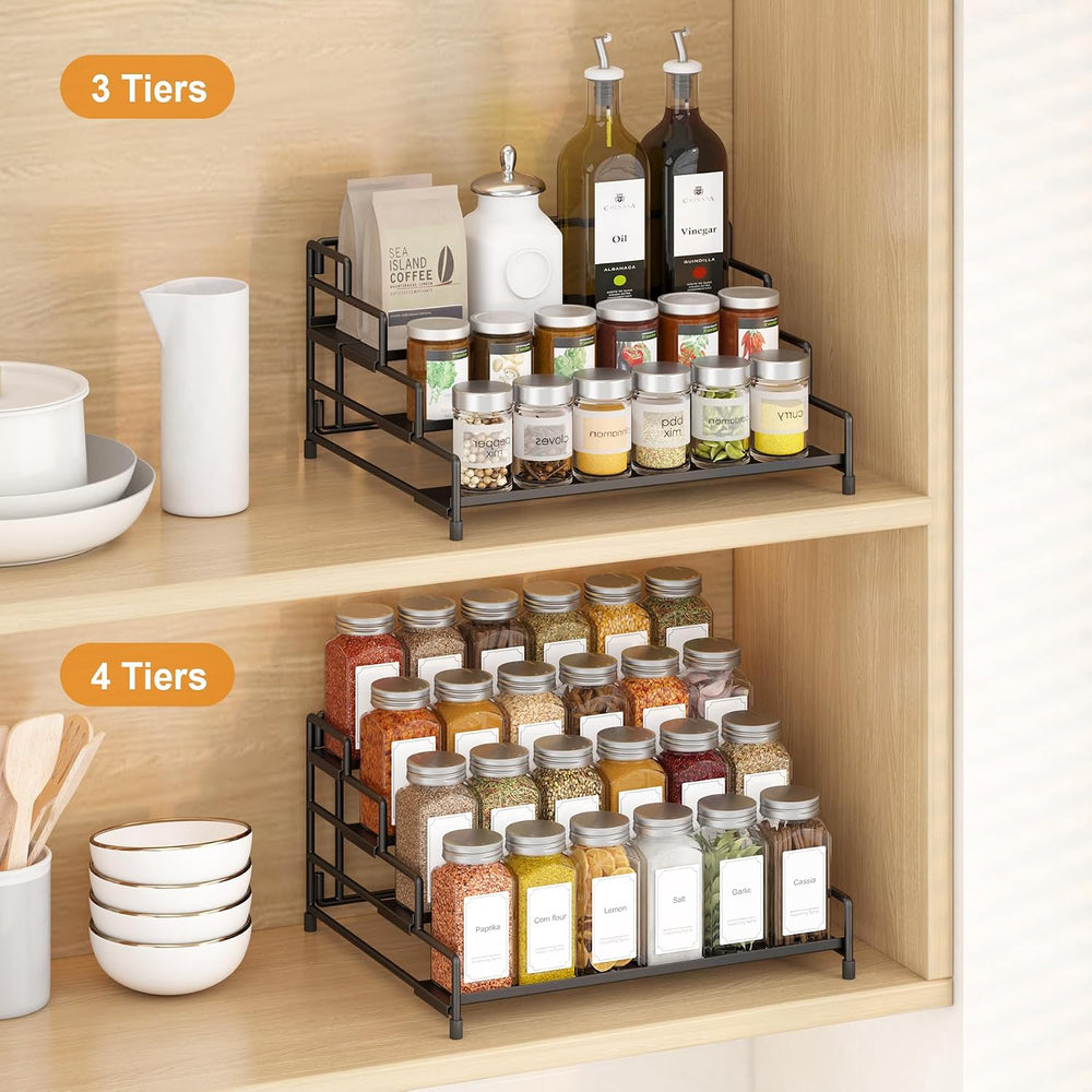 RUILALIFE 4-Tier-Spice-Rack-Organizer-for-Cabinet, Adjustable Depth Spice Hol...