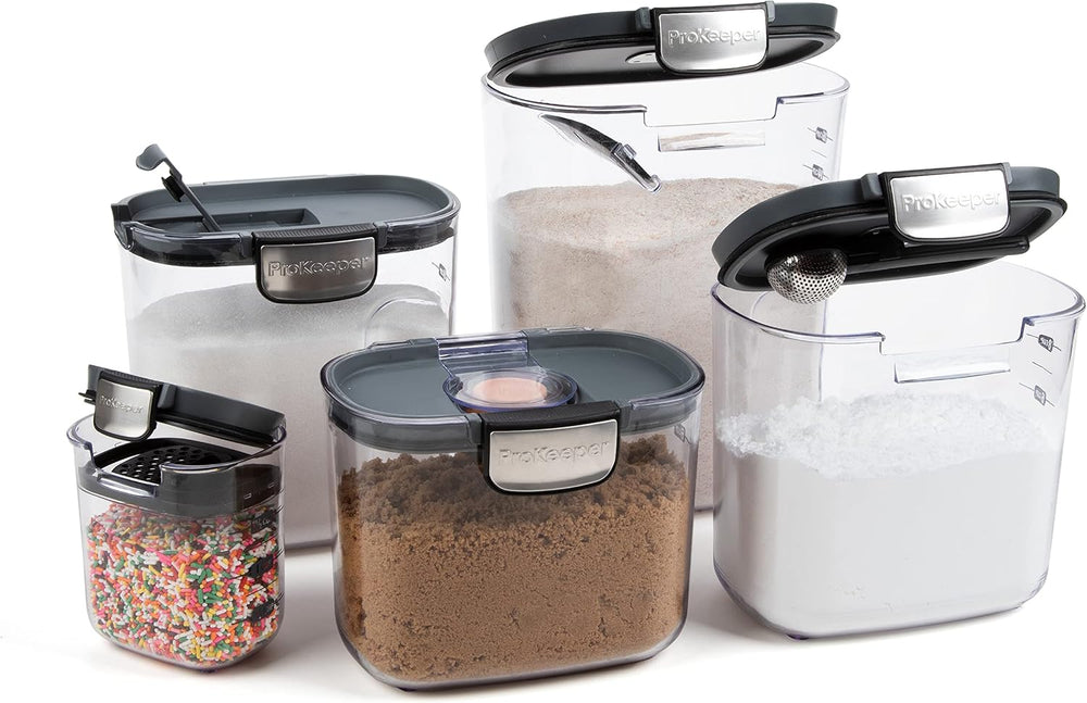 ProKeeper+ Airtight Food Storage Container Set – Clear Plastic Flour and Suga...